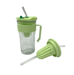 Glass Ribbed Cup w/Plastic Handle- 580ML - Image 2