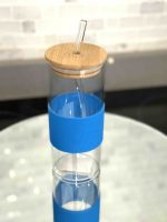 375ml Glass Tumbler with Bamboo Lid - Image 4