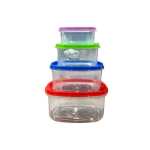4Pc Rainbow Plastic Container set- Square