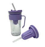 Glass Ribbed Cup w/Plastic Handle- 580ML - Image 5
