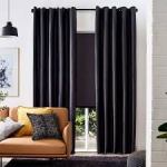 Black Blackout Eyelet Unlined Curtain- 137x213cm
