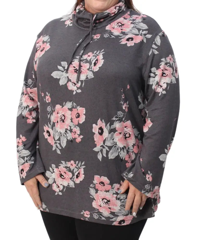 ladies-printed-funnel-neck-top-697.jpg Ladies Printed Funnel Neck Top - Image 1