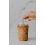 Clear Glass Tumbler With Glass Lid & Straw, 475ml